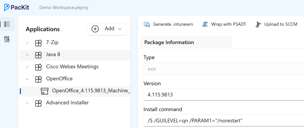 Configure the install commands