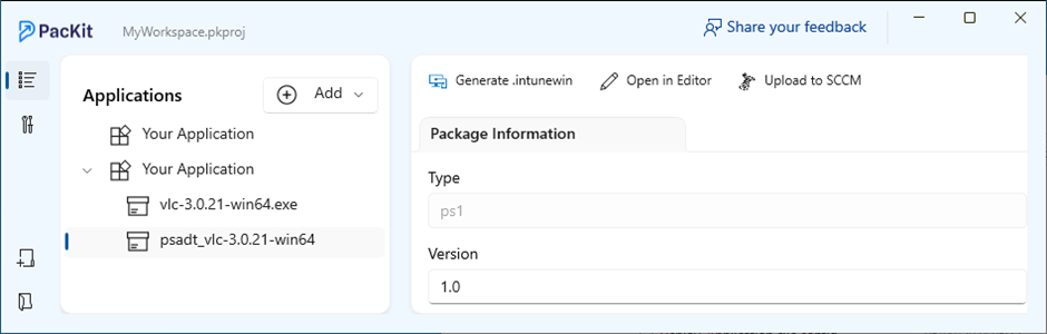 Generate .intunewin file with PacKit