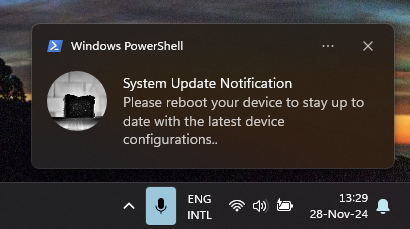 Windows PowerShell System Update Notification